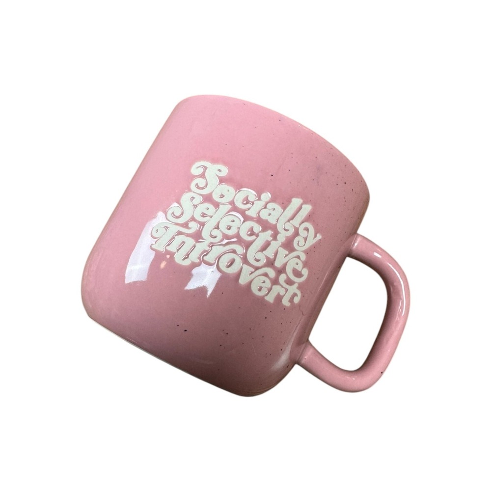 Typo Novelty Mug Unisex 15oz Pink Good Socially Selective Introvert Speckled